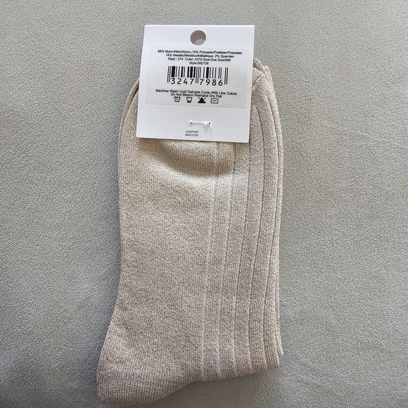 3for21 LOFT Beige Sparkle Crew Socks - Picture 2 of 3